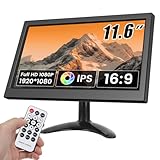 Hikity 11.6 Inch Small HDMI Monitor 1920x1080P Portable CCTV Monitors with BNC, AVI, VGA, HDMI Input Cable, Remote Control, Built-in Speakers, for PC, CCTV, Security Camera, Raspberry Pi, X-Box