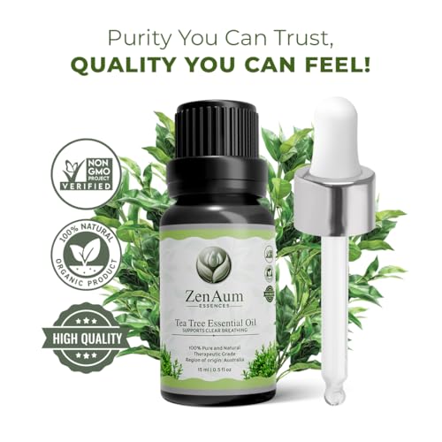Image of 100% Pure Tea Tree Essential Oil | Antibacterial & Skin Healing | Acne, Scalp & Hair Care| FDA Approved | Aromatherapy & Massage Use - 15ml - Pack of 2