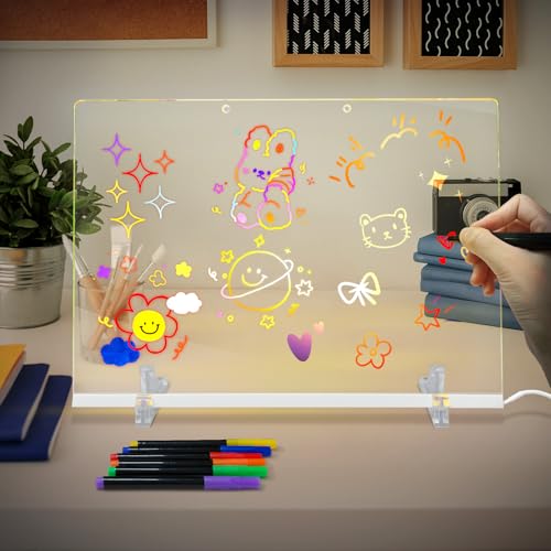 Organiza tu vida con esta pizarra LED transparente y lavable. Escribe, dibuja y planifica sin límites. Ideal para oficinas, tiendas o regalos especiales. Incluye lápices de colores y soporte ajustable para todo tu equipo.