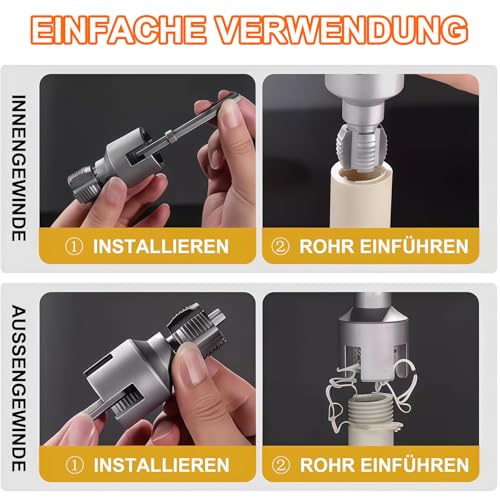 XIUWOUG Gewindeschneider für Innen- und Außengewinde von Rohren, mit Elektrowerkzeug Kompatibles PVC Rohr Innengewindeschneider Set, 1/2 und 3/4 Gewindebohrer,1/2+3/4