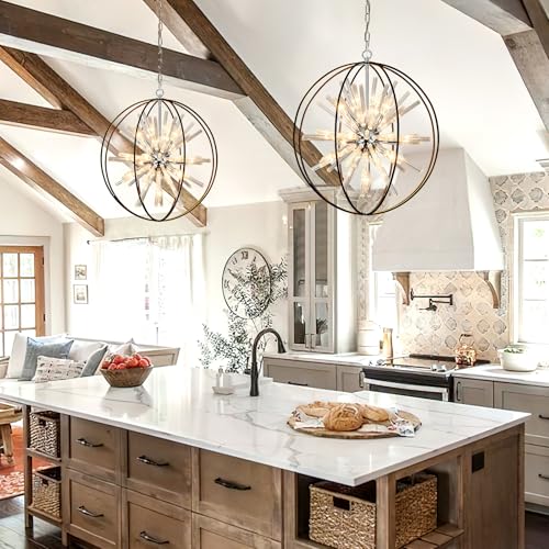 Image of Vezzio Modern Black Sputnik Globe Crystal Chandeliers for Foyer Entryway