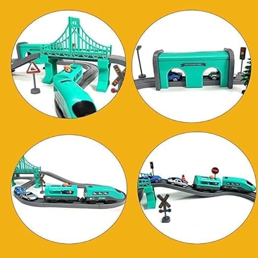 SHIVAARO Train Set for Kids, Car Tracks | DIY 66PCS Remote Control City Track Electric Train Track Set for Children | Train Toy (Multicolor) 4