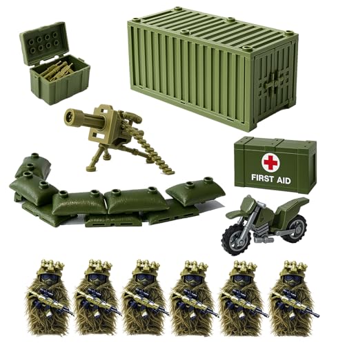 CUWDKS WW2 Building Blocks Toys Kit - Military Soldier Style Weapon Sets, Figures Battle Playset, World War 2 Minifigures Building Block Military Weapons Sets Gift for Kids (Green)