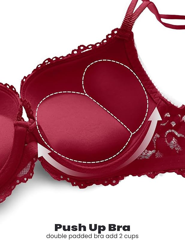 Image of Brachy Women's Charming Groovy Look Double Heavily Padded Underwired Push up Bra Panty Bridal Set-(BCA-NBPSW0222-Parent)