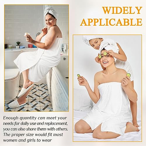Tigeen 4 Pcs Towel Wrap For Women Waffle Spa Robe With Adjustable Closure Elastic Top Lightweight Wraps For Bath Shower  thumb #3