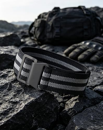 Image of BINLUN Elastic Nylon Watch Band 18mm 20mm 22mm Marine Nationale Fabric Military Parachute Replacement Watch Strap Men Women Silver & Black Buckle - Upgraded Hook-and-Loop Buckle