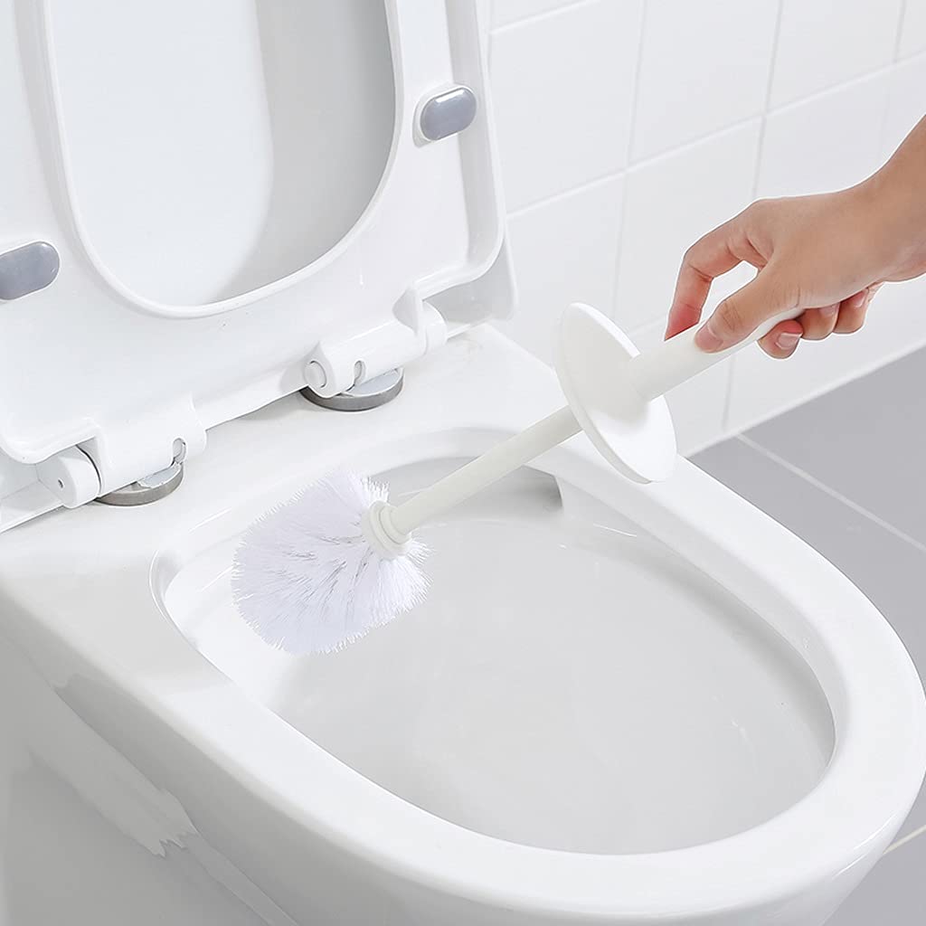 Escobillas de Baño/Escobilla WC Soporte de cepillo de inodoro for el hogar de piso de pie, inodoro, cepillo, conjunto de baño, brocha de limpieza de mango largo 360 °, sin ángulo muerto, cepillos blan
