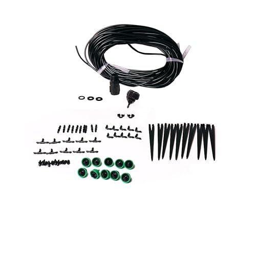 Kit de riego por goteo automático de agua hasta 10 contenedores 1 GPH emisores de goteo para plantas de jardín y paisajismo Rayurain