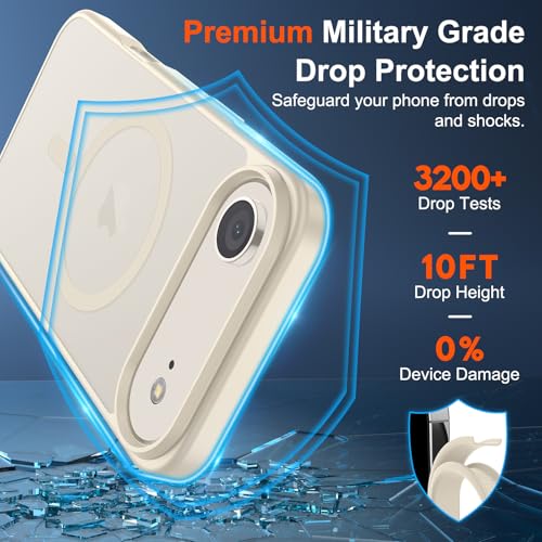 Image of SUPFINE Magnetic for iPhone Air Case (Compatible with MagSafe)(Military Grade Drop Protection) Slim Translucent Matte Shockproof with Anti-Fingerprint Phone Cover for 17 Air,Antique White