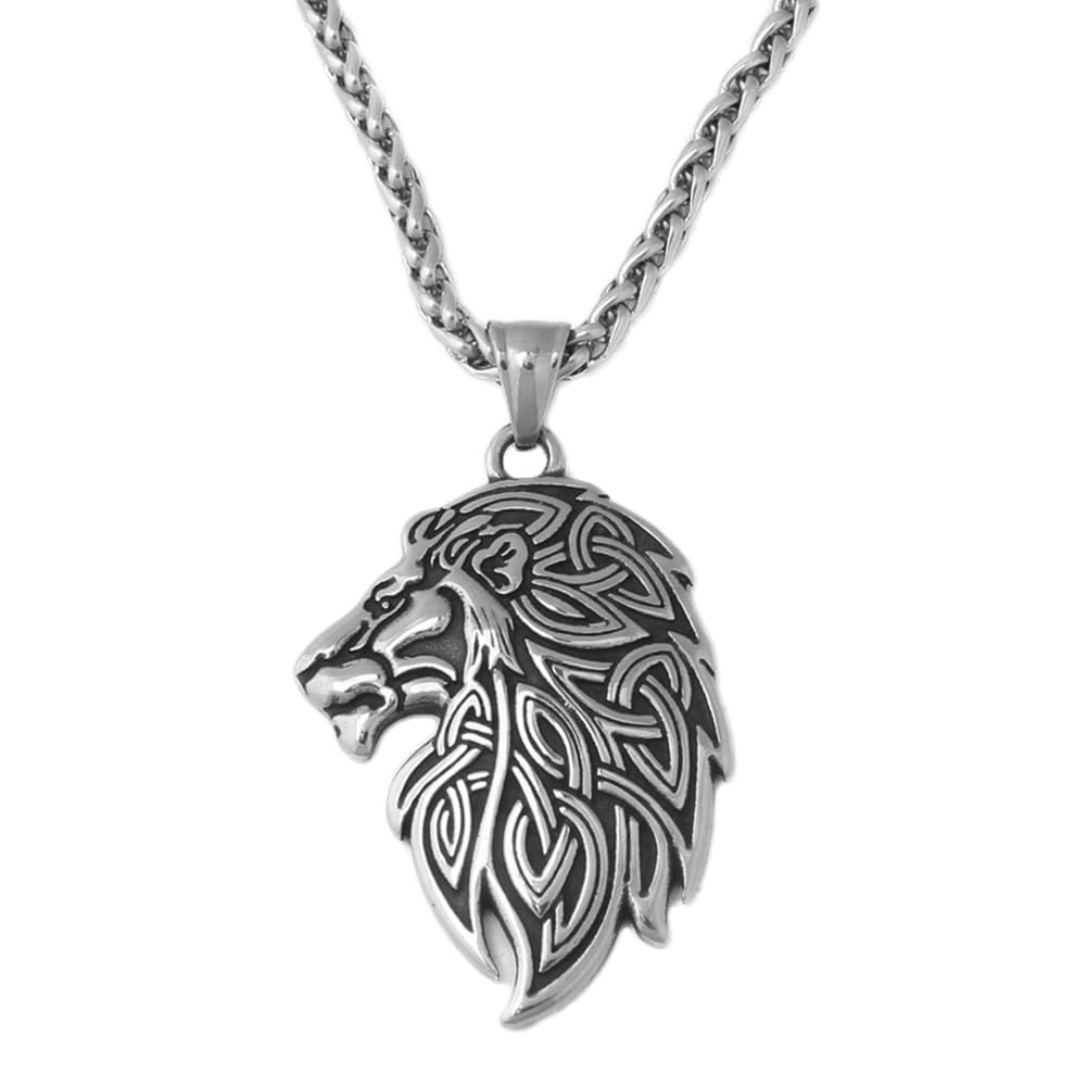 TQWSVUM Collana Vichinga Con Testa Di Leone Celtica - Collana Con Nodo - Foto 12