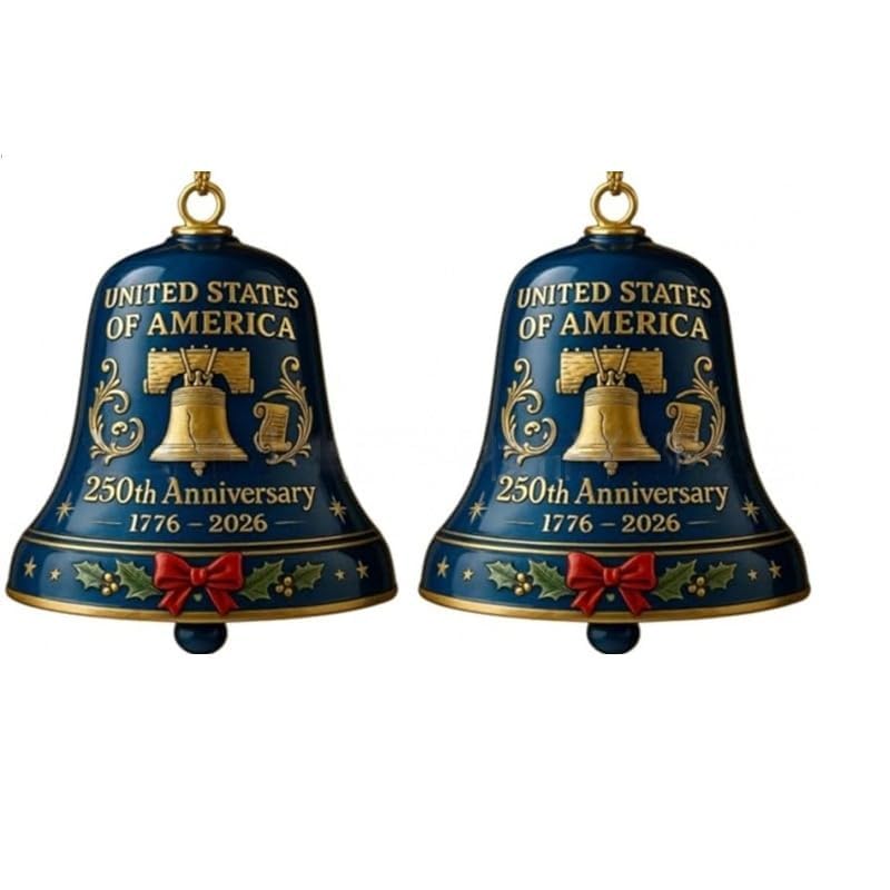 250th Anniversary Metal Bell Ornament – Handmade 3D 1776-2026 US Decorative Bell, Indoor Outdoor Hanging Decoration, Patriotic Souvenir, Good Luck