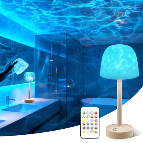 Shuniu Duschlampe Ocean Lamp Wave Lamp Badezimmer Lichtprojektor mit 16 Farben Nordlicht Wiederaufladbares Duschlampe mit Touch & Fernbedienung Ambientelicht Nachtlicht Zimmer Deko