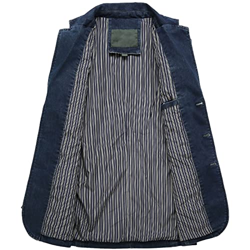 Fairnull Blazer Jeans Masculino Slim Fit Jaqueta Casual de 3 Botões Colarinho Blazer casual para neg