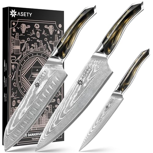 Damascus Knife Set 3 PCS: Ultra-Sharp Professional...