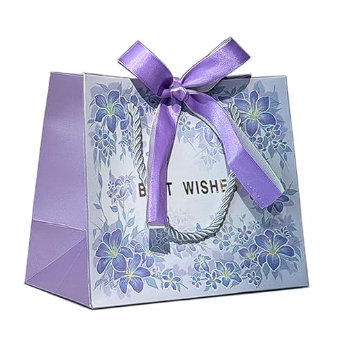 Paquete de 20 bolsas papel moradas con logotipo dorado y asas cinta. Bolsas lujo 3 tamaños for boutiques bodas(L)