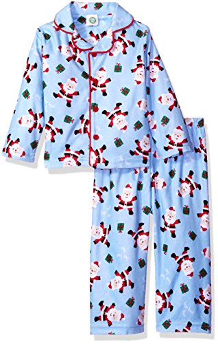 Little Me Baby Boys' Holiday 2 Piece Poly Pajama Set, Blue/Multi, 18 Months