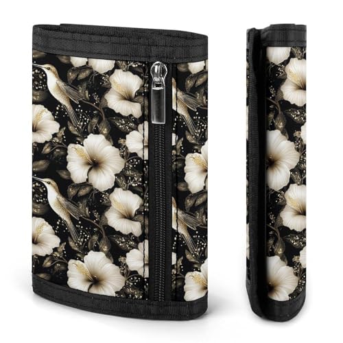 Black Gold Lily Hummingbirds Print Wallet for Men, 8 Credit Card Holder Slim Minimalist Front Pocket Small Mens Bifold Wallets2