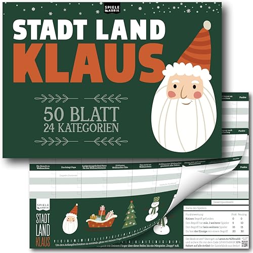 Spielefabrik Stadt Land Fluss Weihnachten MINI Ratespiel für die...