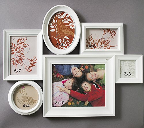 Image of Lifestyle White Collage of 6 Picture Frames - 6 Photo Frame Wall Collage