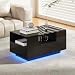 Produktbild Makika LED Couchtisch Wohnzimmertisch Sofatisch Kaffeetisch Beistelltisch - mit Ablage und Schubladen - Fernsehtisch aus Holz Wohnzimmer Möbel Tisch Kommode Fernseher Design Tisch - Schwarz Hochglanz