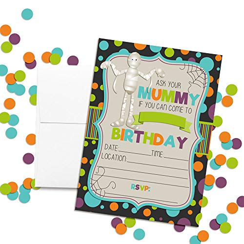 Cute & Funny Ask Your Mummy Halloween Birthday Party Invitations, 20 5"X7" Fill In Cards With Twenty White Envelopes By Amandacreation #TOP1