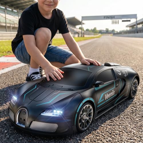 Image of Veeniix V991 1:10 Large Transform Remote Control Car, 2-in-1 RC Robot Toy Car with One-Button Deformation, Gesture Sensing, Cool Birthday Gift for Boys Girls Ages 4-12, 2 Batteries for 70 Mins, Black