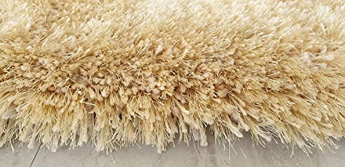 Image of Carpet for Living Room, 12x12 (Square) Feet Cream Solid Plain Modern Polyster Luster Shaggy Ultra Thick and Pluffy Soft Shag Area Rug for Your Bedroom, Kid Room, Office and Home