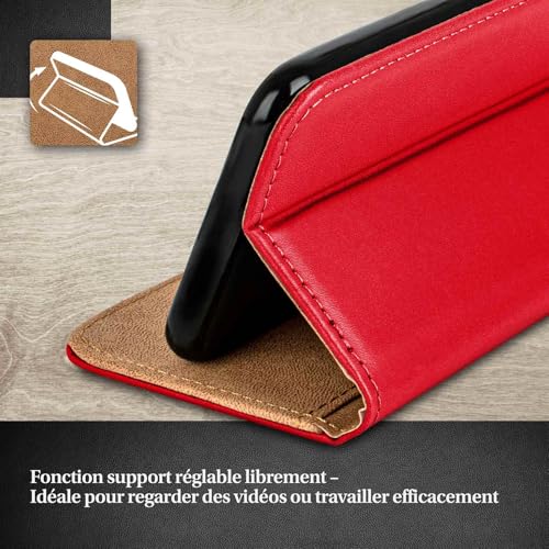 Étui iPhone 16 rabat moex rouge pour éviter les écrans brisés