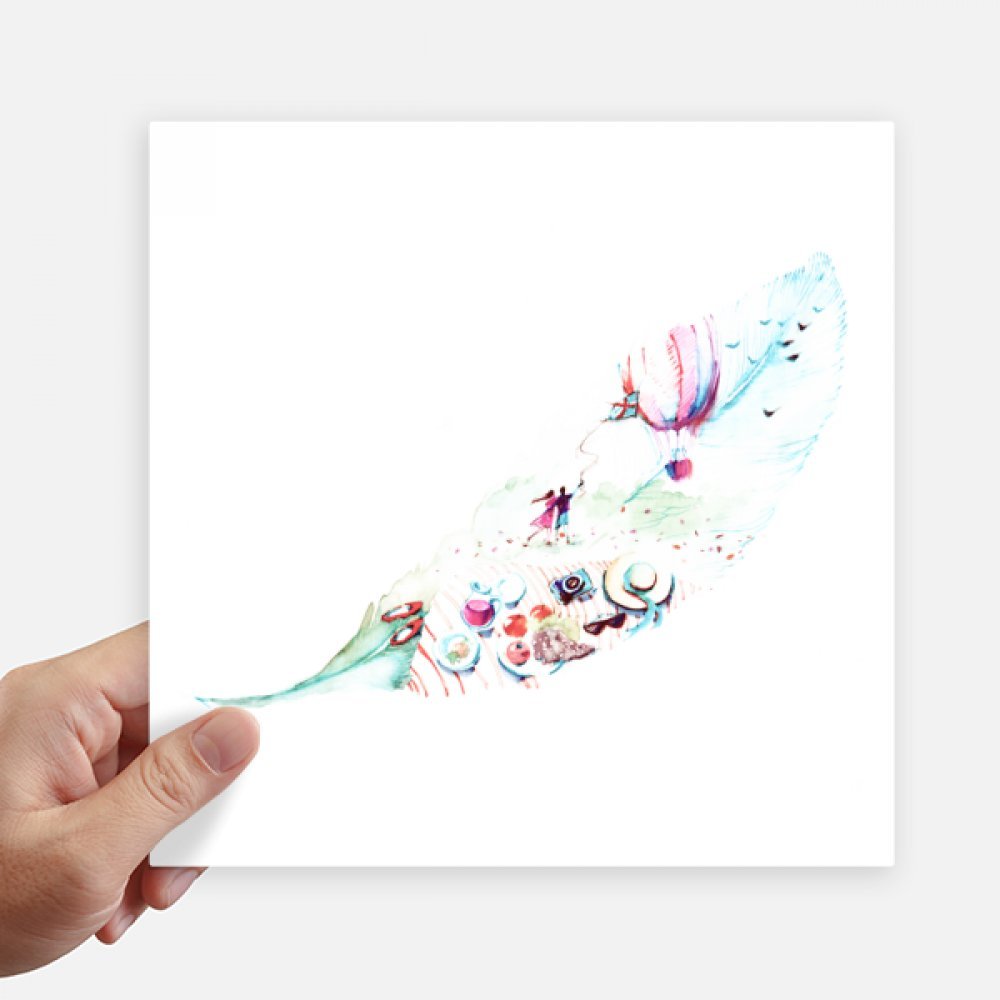 Sticker carré 20 cm motif feuille et ballon pour déco murale