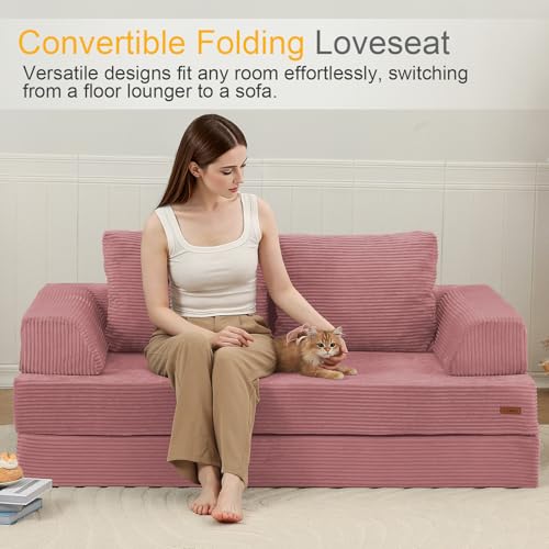 Image of COMAX Convertible Futon Sofa Bed, 59 inch Folding Boneless Loveseat Small Couch