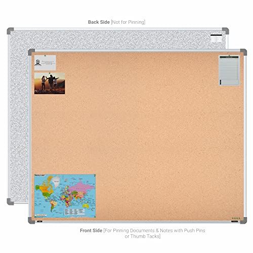 Image of Scholar Art Metis 4x5 Feet Cork Board for Office, Home & School | High Strength Natural Cork + High Density Soft Board for Pinning Photos, Sticky Notes & Reminders