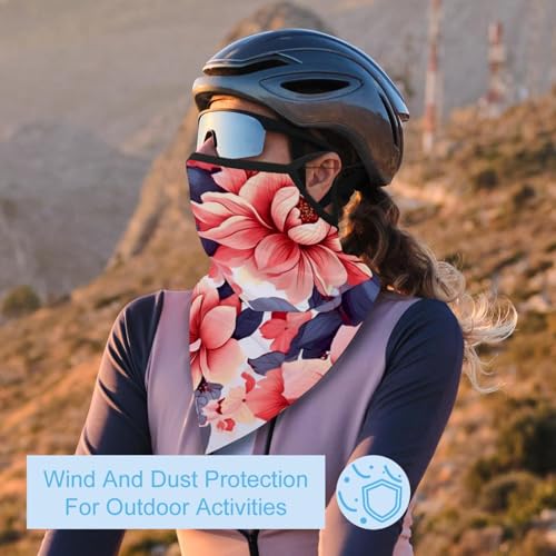 4 Pack Floral Flower Neck Gaiter Face Scarf Cover Sun Protection Balaclava Cloth Bandanas with Ear Loops2