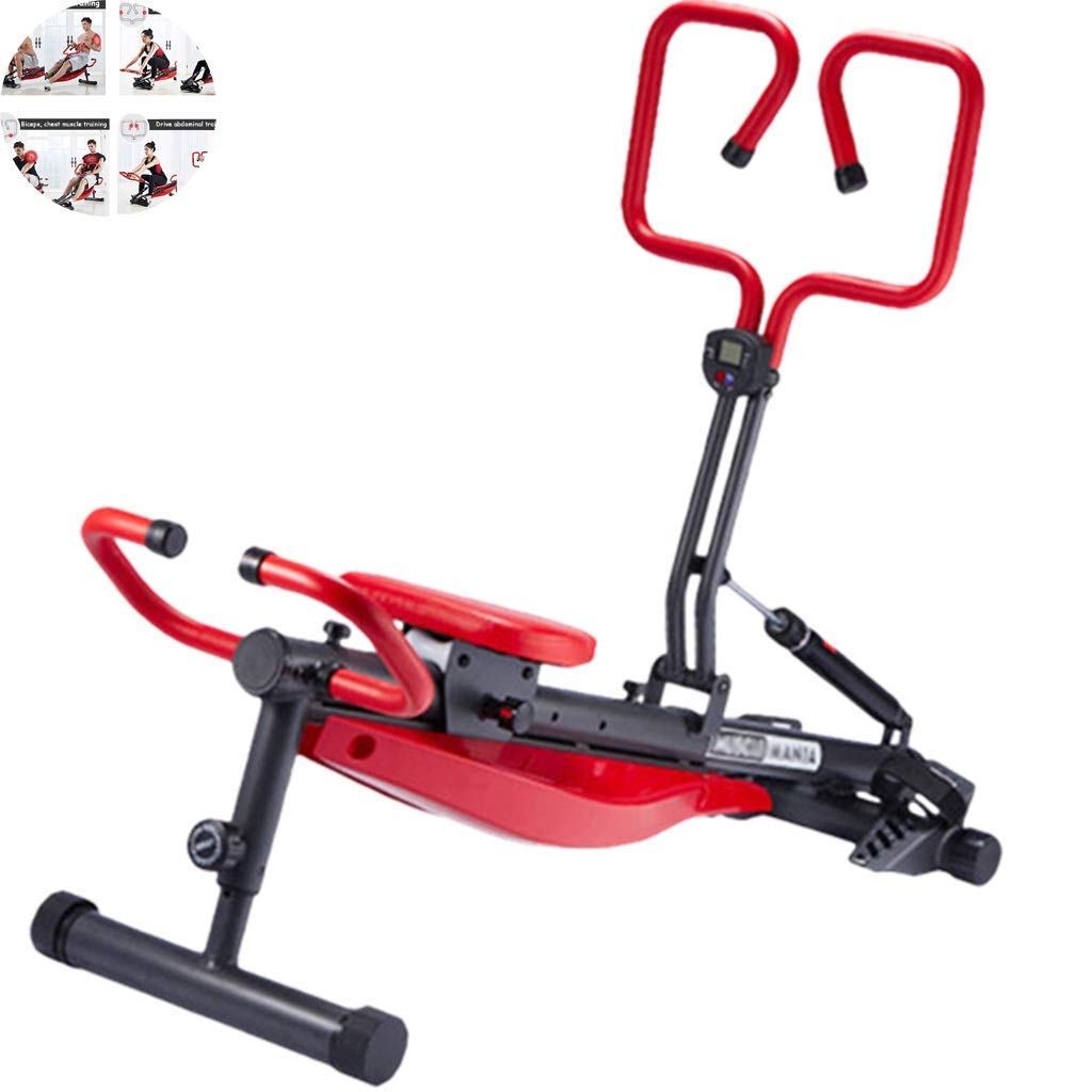 AYCDL Foldable Rower,Household Silent Hydraulic Rowing Boat, Indoor Slimming Fitness Equipment, 12-Speed Resistance Rowing,Red-174 * 46cm