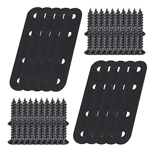 LINVINC 10/20 Piezas Placa Union Soportes Planos - 80 x 16 mm Placas de Fijación Plano Pletina Acero Inoxidable Soportes de Esquina Recto Unión con Tornillos Cover