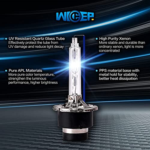 Wideep D2S Xenon Hid Headlight Bulbs, 8000K 35W, Car Headlight Lamp Replacement Bulb For High Low Beam, 2 Pcs #TOP4