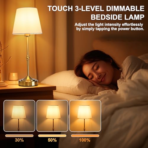 Rechargeable Cordless Lamp, 5000mAh Battery Operated Table Lamp, Wireless 3-Level Dimmable Touch Lamp, Portable Night Bedside Brass Lamp, Desk Light for Home Decor, Patio, Restaurant, Dinning - Image 3