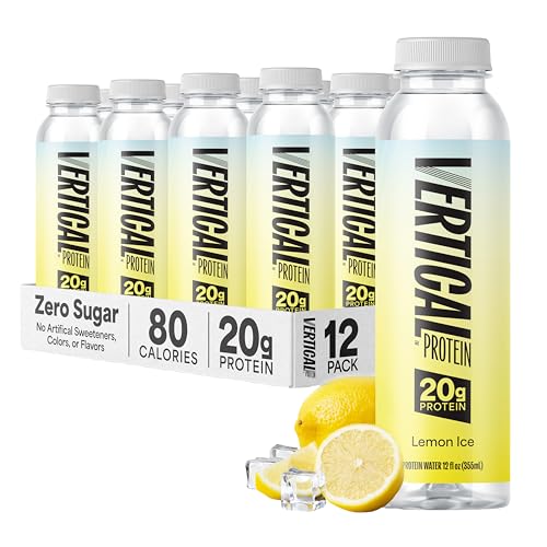 Image of Vertical Protein New Formula Lemon Ice Ready to Drink w / 20g of Whey Isolate, Clear Post Workout Recovery Drinks, No Artificial Sweeteners, Low Calorie, Pack of 12 Protein Water Drinks