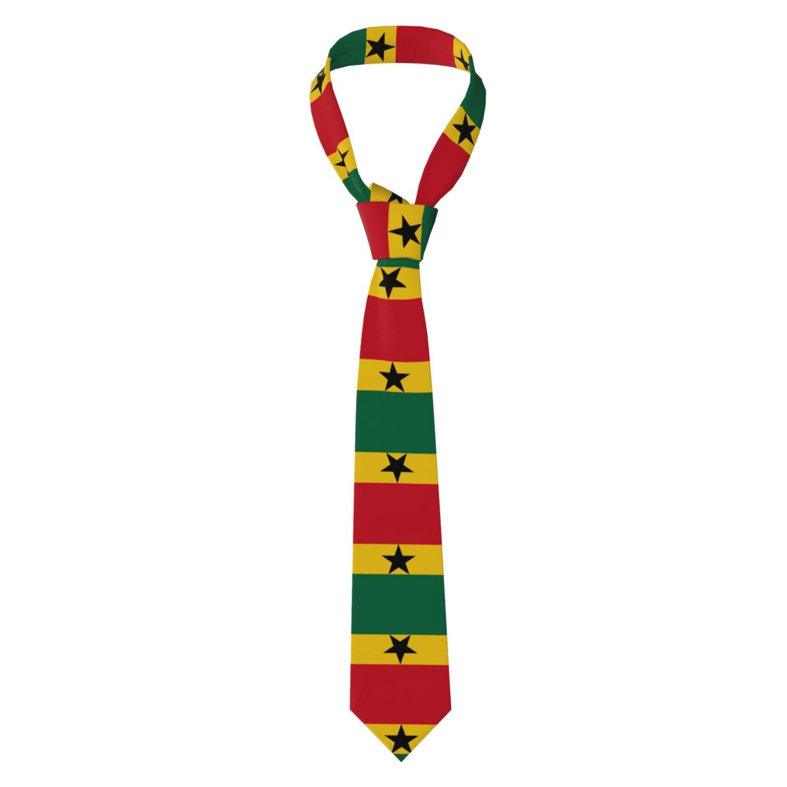 ZHAOUR Men's Necktie â€“ Long Skinny Tie, Flag of Ghana Full-Print Design, Perfect for Business and Formal Wear, Easy to Match