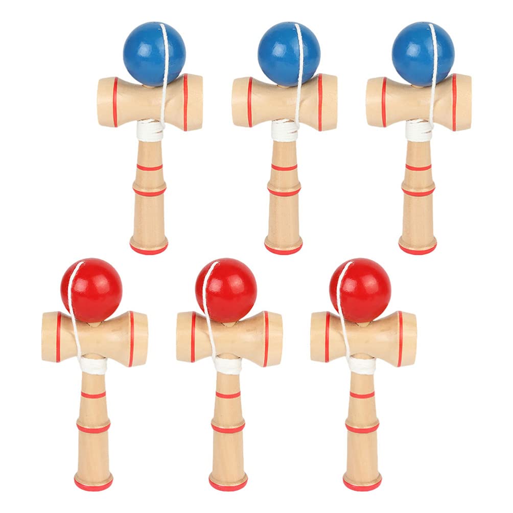 6Pcs Wood Kendama Toy with String Painted Kendama Ball Traditional Japanese Toss Catch Toy Educational Kendama Toy