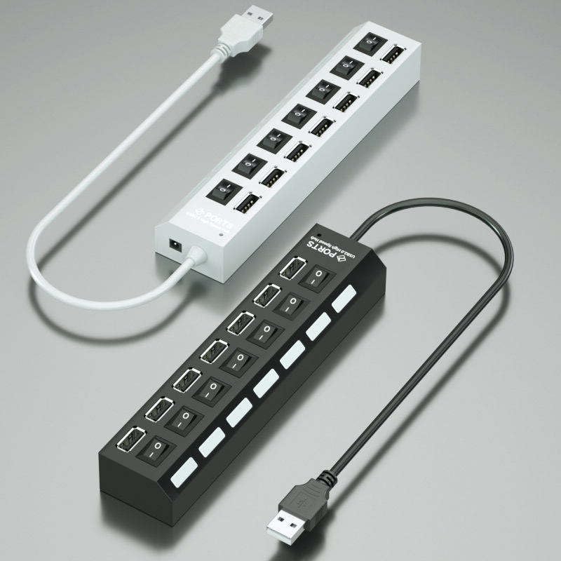 Image of 7 in 1 USB 3.0 and 6 Port 2.0 Multi Adapter for PC with Independent Switch and Blue LED Indicator