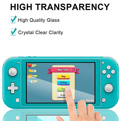 【4 Pack 】 Screen Protector for Nintendo Switch Lite Including 2Pcs Anti-Scratch Tempered Glass + 2Pcs Anti-Blue and UV Light Eye Protection Screen Protector