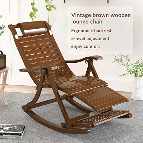 Zero Gravity Lounge Chair, Wood Rocking Chair Outdoor Furniture Patio Chairs Bamboo Portable Deck Recliner Armrest Rocker For Garden Lounge Chair #TOP3