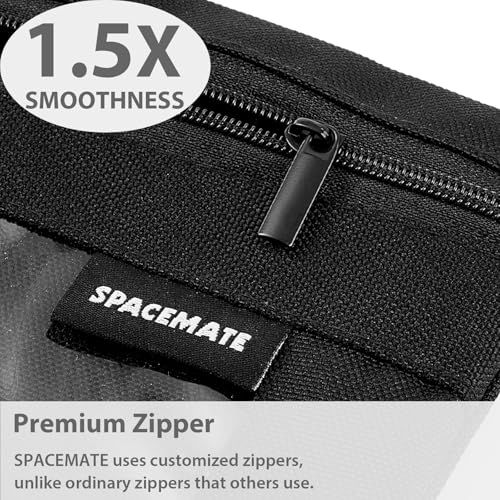 Image of SPACEMATE Pencil Pouch for 3 Ring Binder, Clear 3-Hole Zipper Pencil Case | Metal Grommets, School Supplies Organizer for Girls, Boys & Kids, Preppy Aesthetic Style, 1 Pack, Coal Black