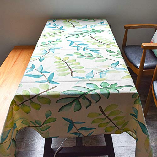 Couverture moderne bleu vert nappe rameaux coton lin pour salon et table - 3