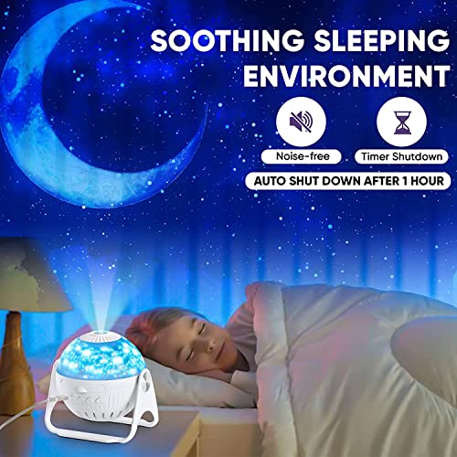 Image of Planetarium Projector, 6 in 1 Galaxy Projector Night Light with Nebula Moon Planets Aurora, 360 Rotating Focusable Star Projector Lamp for Baby Kids Bedroom Ceiling /Game Room /Party /Bar