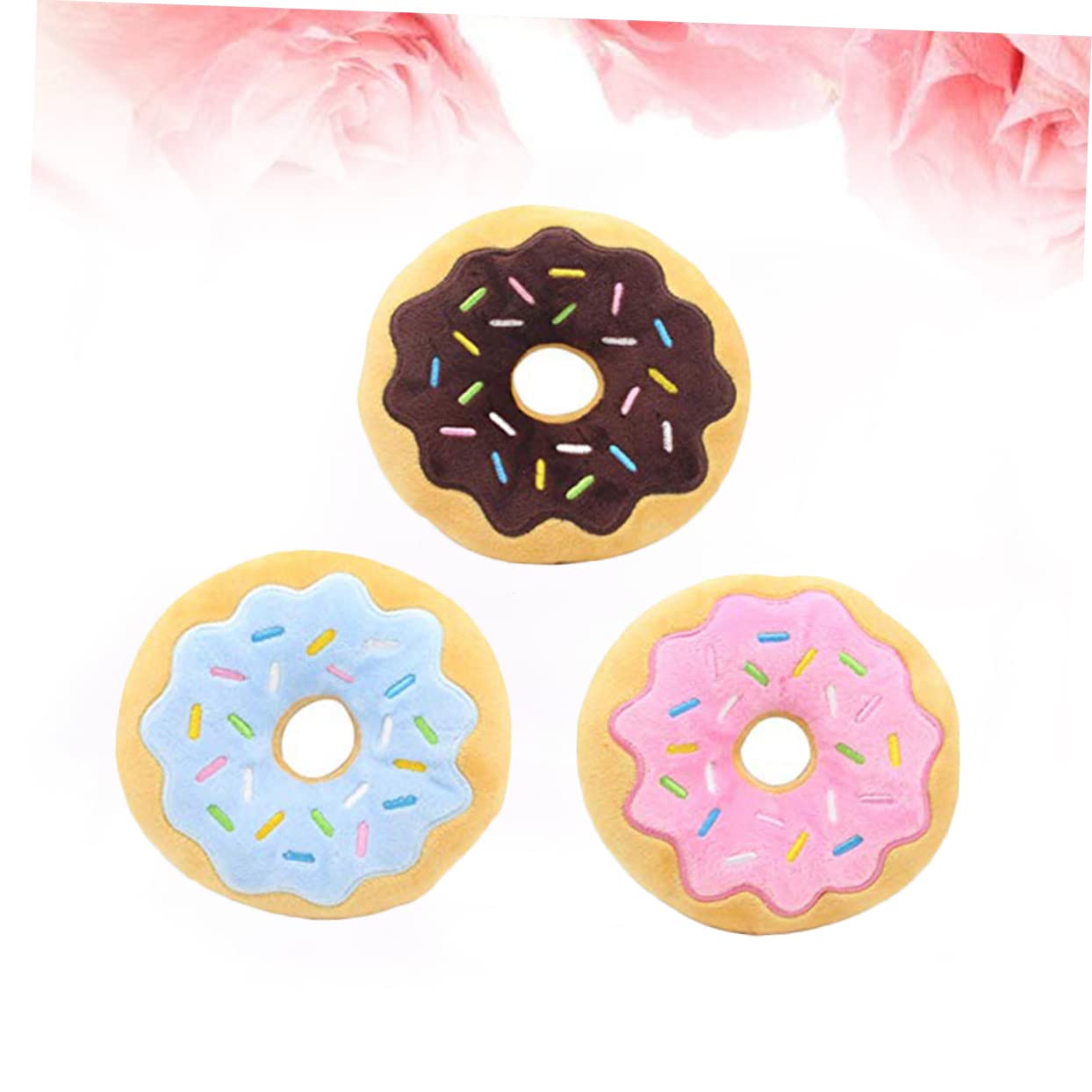 FRCOLOR 6stücke Hundespielzeug Plüsch Donut Kauspielzeug Mit Quietschfunktion Für Welpen Und Hunde Zufälligen Farben Für Kauen Und Spielen
