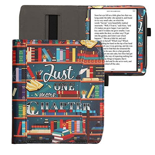 kwmobile Flip Hülle kompatibel mit Pocketbook Era/Era Color - Vorderfach Handschlaufe - Bibliothek Motto Mehrfarbig