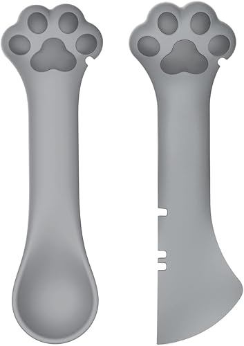 Paquete de 2 cucharas y espátulas para comida de perro y gato, lindas cucharas mezcladoras y abridores de lata para mascotas para comida húmeda para