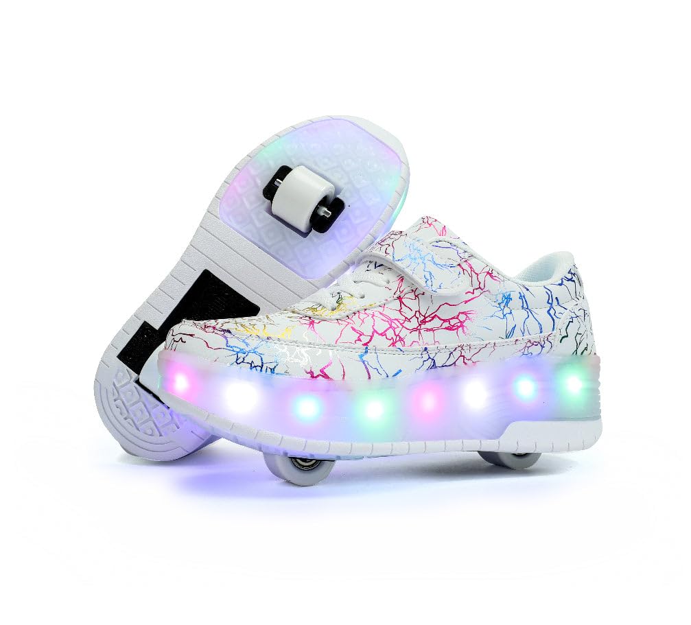 HUSKSWARE Pattini a rotelle, per Ragazzi e Ragazze, con 4 Ruote, Regolabili, con Ruote, Colore Nero, Bianco,Rosa 28-40 EU