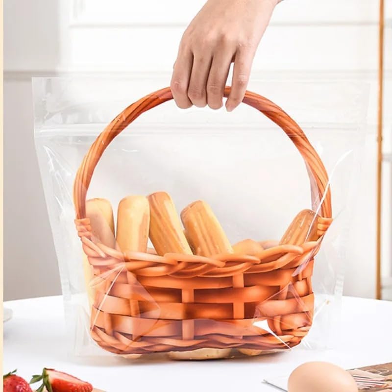 Amazon.co.jp: 【本格かご編み風】バスケットデザイン パン袋 9インチ